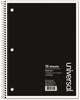 A Picture of product UNV-66620 Universal® Wirebound Notebook 1-Subject, Wide/Legal Rule, Black Cover, (70) 10.5 x 8 Sheets