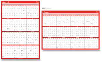 Universal® Erasable Wall Calendar 24 x 36, White/Red Sheets, 12-Month (Jan to Dec): 2024