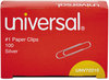 A Picture of product UNV-72210 Universal® Paper Clips #1, Smooth, Silver, 100 Clips/Box, 10 Boxes/Pack, 12 Packs/Carton