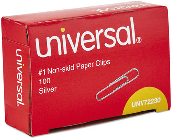 Universal® Paper Clips #1, Nonskid, Silver, 100 Clips/Box, 10 Boxes/Pack