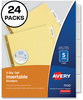 A Picture of product AVE-11113 Avery® Insertable Big Tab™ Dividers 5-Tab, Double-Sided Gold Edge Reinforcing, 11 x 8.5, Buff, Clear Tabs, 24 Sets