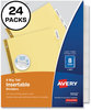 A Picture of product AVE-11115 Avery® Insertable Big Tab™ Dividers 8-Tab, Double-Sided Gold Edge Reinforcing, 11 x 8.5, Buff, Clear Tabs, 24 Sets