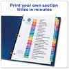A Picture of product AVE-11125 Avery® Customizable Table of Contents Ready Index® Multicolor Dividers with Printable Section Titles TOC Tab 26-Tab, A to Z, 11 x 8.5, White, Traditional Color Tabs, 1 Set