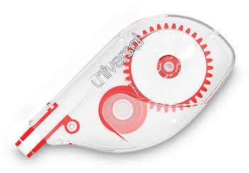Universal® Side-Application Correction Tape Transparent Gray/Red Applicator, 0.2" x 393", 2/Pack