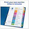 A Picture of product AVE-11127 Avery® Customizable Table of Contents Ready Index® Multicolor Dividers with Printable Section Titles TOC Tab 12-Tab, Jan. to Dec., 11 x 8.5, White, Traditional Color Tabs, 1 Set