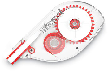 Universal® Side-Application Correction Tape Transparent Red Applicator, 0.2" x 393", 6/Pack
