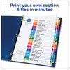 A Picture of product AVE-11129 Avery® Customizable Table of Contents Ready Index® Multicolor Dividers with Printable Section Titles TOC Tab 31-Tab, 1 to 31, 11 x 8.5, White, Traditional Color Tabs, Set