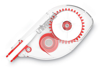 Universal® Side-Application Correction Tape Non-Refillable, Transparent Gray/Red Applicator, 0.2" x 393", 10/Pack