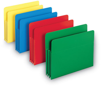 Smead™ Poly Drop Front File Pockets 3.5" Expansion, Letter Size, Assorted Colors, 4/Box