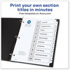 A Picture of product AVE-11134 Avery® Customizable Table of Contents Ready Index® Black & White Dividers with Printable Section Titles TOC and 10-Tab, 1 to 10, 11 x 8.5, Set