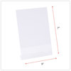 A Picture of product UNV-76850 Universal® Clear L-Style Freestanding Frame 5 x 7 Insert, 3/Pack