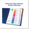 A Picture of product AVE-11163 Avery® Customizable Table of Contents Ready Index® Multicolor Dividers with Printable Section Titles TOC Tab Extra Wide Tabs, 8-Tab, 1 to 8, 11 x 9.25, White, Set