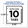 A Picture of product AVE-11165 Avery® Customizable Table of Contents Ready Index® Multicolor Dividers with Printable Section Titles TOC Tab Extra Wide Tabs, 10-Tab, 1 to 10, 11 x 9.25, White, Set