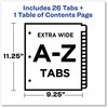 A Picture of product AVE-11166 Avery® Customizable Table of Contents Ready Index® Black & White Dividers with Printable Section Titles TOC and 26-Tab, A to Z, 11 x 9.25, 1 Set