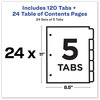 A Picture of product AVE-11167 Avery® Customizable Table of Contents Ready Index® Multicolor Dividers with Printable Section Titles TOC Tab Uncollated, 5-Tab, 1 to 5, 11 x 8.5, White, 24 Sets