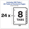 A Picture of product AVE-11168 Avery® Customizable Table of Contents Ready Index® Multicolor Dividers with Printable Section Titles TOC Tab Uncollated, 8-Tab, 1 to 8, 11 x 8.5, White, 24 Sets