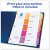 A Picture of product AVE-11187 Avery® Customizable Table of Contents Ready Index® Multicolor Dividers with Printable Section Titles TOC Tab 5-Tab, 1 to 5, 11 x 8.5, White, Traditional Color Tabs, 6 Sets