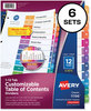 A Picture of product AVE-11196 Avery® Customizable Table of Contents Ready Index® Multicolor Dividers with Printable Section Titles TOC Tab 12-Tab, 1 to 12, 11 x 8.5, White, Traditional Color Tabs, 6 Sets