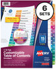 A Picture of product AVE-11197 Avery® Customizable Table of Contents Ready Index® Multicolor Dividers with Printable Section Titles TOC Tab 15-Tab, 1 to 15, 11 x 8.5, White, Traditional Color Tabs, 6 Sets