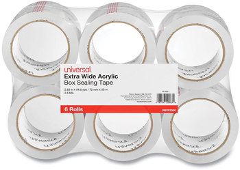 Universal® Extra-Wide Moving and Storage Packing Tape 3" Core, 2.83" x 54.7 yd, Clear, 6/Pack