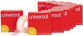 Universal® Invisible Tape 1" Core, 0.75" x 83.33 ft, Clear, 12/Pack