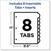 A Picture of product AVE-11201 Avery® Insertable Style Edge™ Tab Plastic Dividers 8-Tab, 11 x 8.5, Translucent, 1 Set