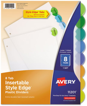 Avery® Insertable Style Edge™ Tab Plastic Dividers 8-Tab, 11 x 8.5, Translucent, 1 Set