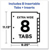 A Picture of product AVE-11223 Avery® Insertable Big Tab™ Dividers 8-Tab, 11.13 x 9.25, White, Clear Tabs, 1 Set