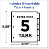 A Picture of product AVE-11270 Avery® Insertable Single-Pocket Dividers w/Single Pockets, 5-Tab, 11.25 x 9.13, White, 1 Set