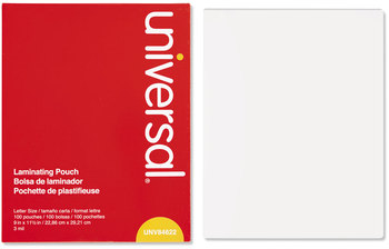 Universal® Laminating Pouches 3 mil, 9" x 11.5", Gloss Clear, 100/Box