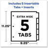 A Picture of product AVE-11273 Avery® Insertable Big Tab™ Plastic Three-Pocket Corner Lock® Dividers 5-Tab, 11.13 x 9.25, Assorted, 1 Set