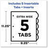 A Picture of product AVE-11292 Avery® Insertable Style Edge™ Tab Plastic Dividers 1-Pocket 5-Tab, 11.25 x 9.25, Translucent, 1 Set