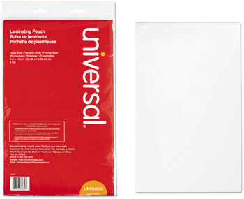 Universal® Laminating Pouches 3 mil, 9" x 14.5", Gloss Clear, 25/Pack