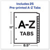 A Picture of product AVE-11306 Avery® Preprinted Laminated Tab Dividers with Gold Reinforced Binding Edge 25-Tab, A to Z, 11 x 8.5, Buff, 1 Set