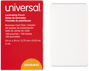 Universal® Laminating Pouches 5 mil, 3.75" x 2.25", Gloss Clear, 100/Box