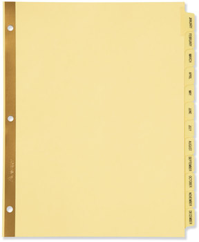 Avery® Preprinted Laminated Tab Dividers with Gold Reinforced Binding Edge 12-Tab, Jan. to Dec., 11 x 8.5, Buff, 1 Set