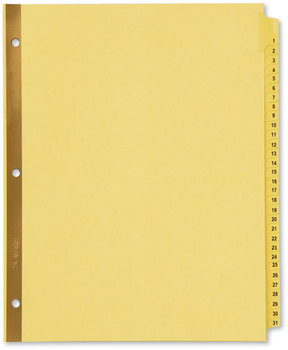 Avery® Preprinted Laminated Tab Dividers with Gold Reinforced Binding Edge 31-Tab, 1 to 31, 11 x 8.5, Buff, Set