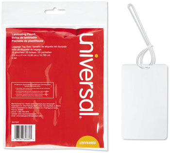 Universal® Laminating Pouches 5 mil, 2.5" x 4.25", Gloss Clear, 25/Pack