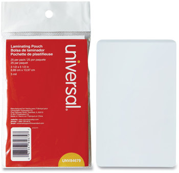 Universal® Laminating Pouches 5 mil, 5.5" x 3.5", Gloss Clear, 25/Pack