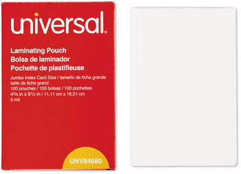 Universal® Laminating Pouches 5 mil, 6.5" x 4.38", Gloss Clear, 100/Box