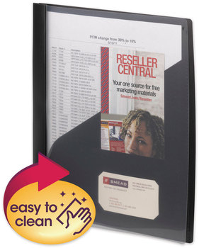 Smead™ Clear Front Poly Report Cover with Fasteners Double-Prong Fastener, 0.5" Capacity, 8.5 x 11, Clear/Black, 5/Pack