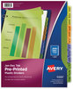 A Picture of product AVE-11331 Avery® Preprinted Plastic Tab Dividers Durable 12-Tab, Jan. to Dec., 11 x 8.5, Assorted, 1 Set