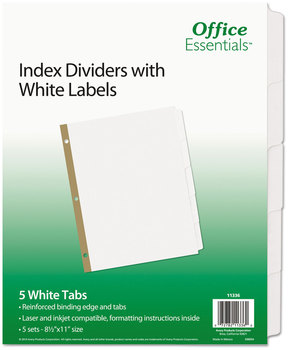 Office Essentials™ Index Dividers with White Labels 5-Tab, 11 x 8.5, 5 Sets