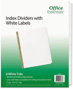 Office Essentials™ Index Dividers with White Labels 8-Tab, 11 x 8.5, 5 Sets