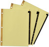 A Picture of product AVE-11351 Avery® Preprinted Black Leather Tab Dividers with Gold Reinforced Binding Edge w/Gold 12-Tab, Jan. to Dec., 11 x 8.5, Buff, 1 Set