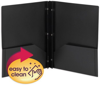Smead™ Poly Two-Pocket Folder with Fasteners 180-Sheet Capacity, 11 x 8.5, Black, 25/Box