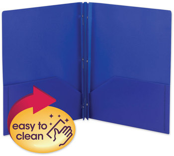 Smead™ Poly Two-Pocket Folder with Fasteners 180-Sheet Capacity, 11 x 8.5, Blue, 25/Box