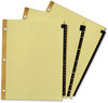 A Picture of product AVE-11352 Avery® Preprinted Black Leather Tab Dividers with Gold Reinforced Binding Edge w/Gold 31-Tab, 1 to 31, 11 x 8.5, Buff, Set