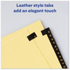 A Picture of product AVE-11352 Avery® Preprinted Black Leather Tab Dividers with Gold Reinforced Binding Edge w/Gold 31-Tab, 1 to 31, 11 x 8.5, Buff, Set