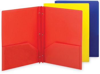 Smead™ Poly Two-Pocket Folder with Fasteners 130-Sheet Capacity, 11 x 8.5, Assorted, 6/Pack